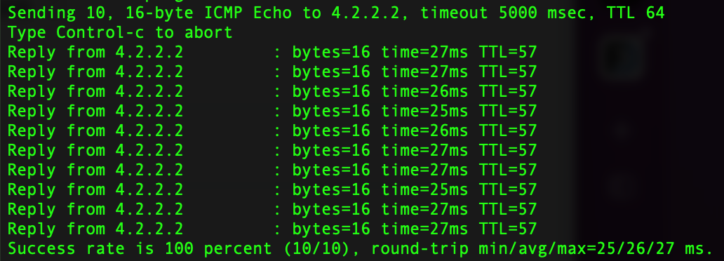 PING test result